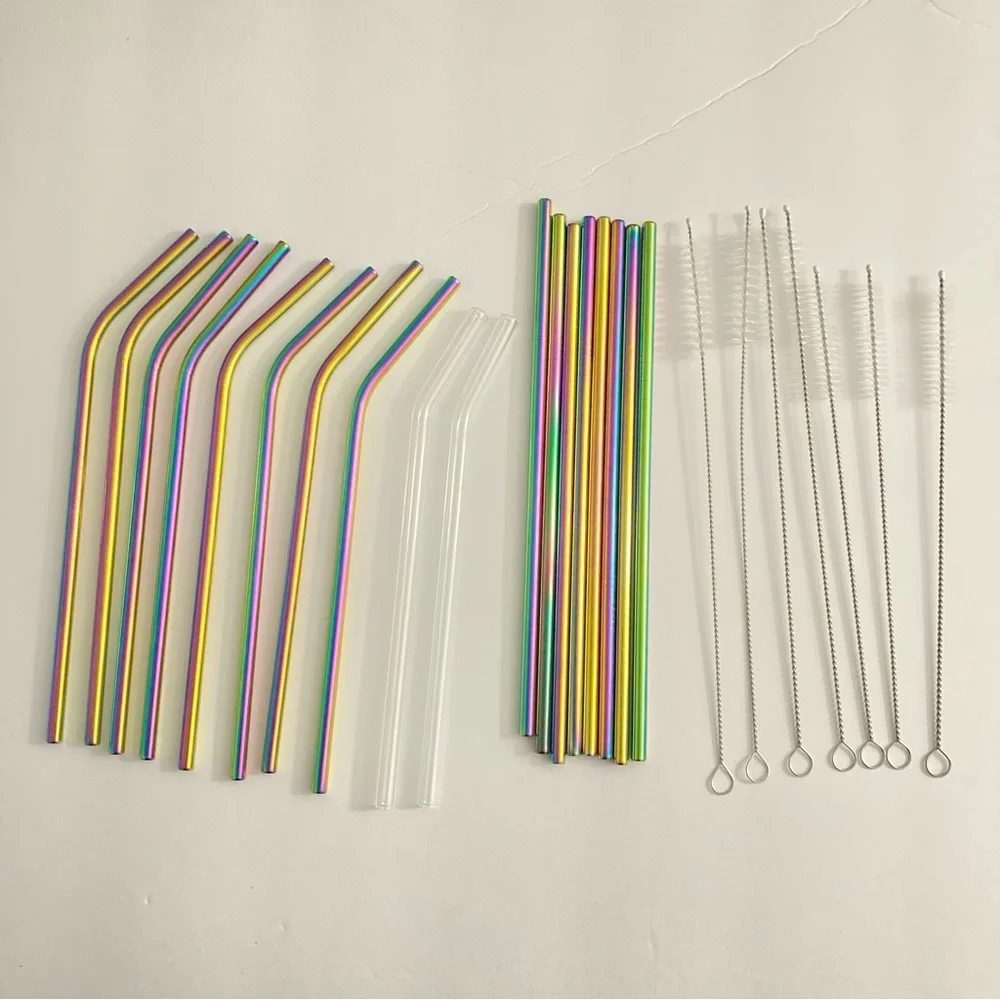 Colorful Reusable Straw Set with Cleaning Brushes 24